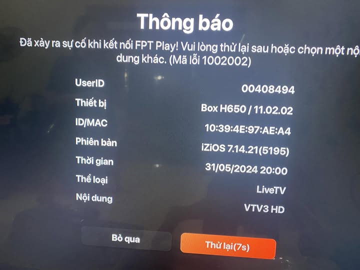 FPT Play Trên Tivi LG Bị Lỗi 